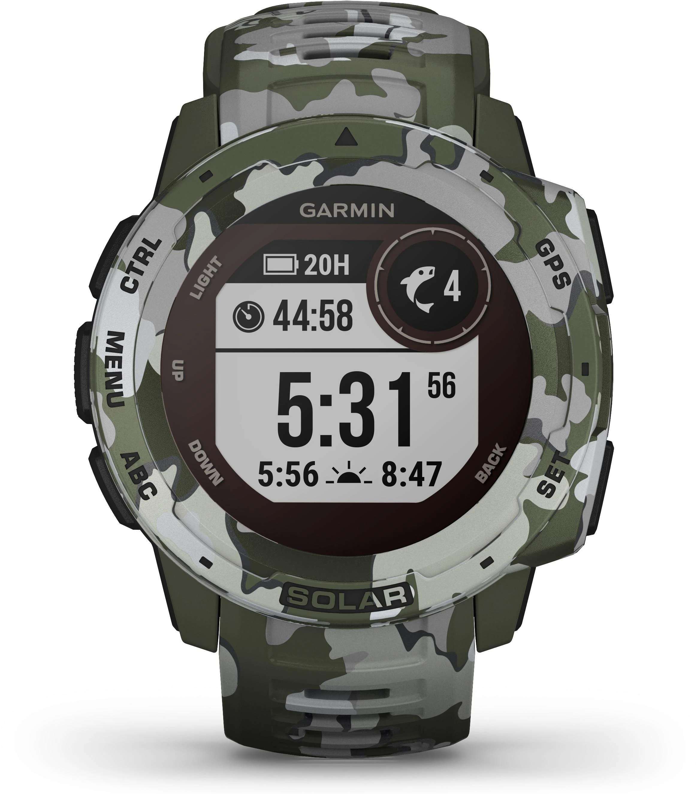 Išmanusis laikrodis Garmin Instinct Solar, Camo Edition, GPS laikrodis, Lichen Camo, WW