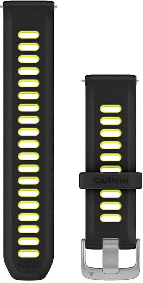 „Garmin“ greito atlaisvinimo apyrankės (20 mm), juodos/amperinės, geltonos spalvos silikoninės