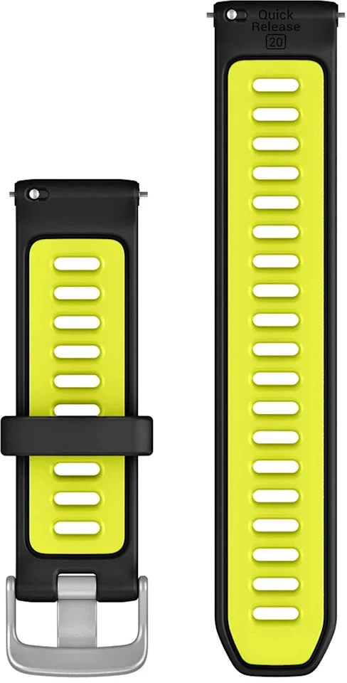 „Garmin“ greito atlaisvinimo apyrankės (20 mm), juodos/amperinės, geltonos spalvos silikoninės