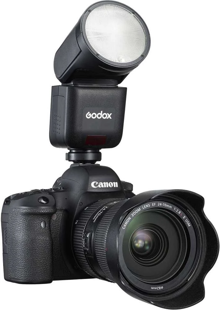 „Canon“ skirta „Godox V1 Mid“ blykstė