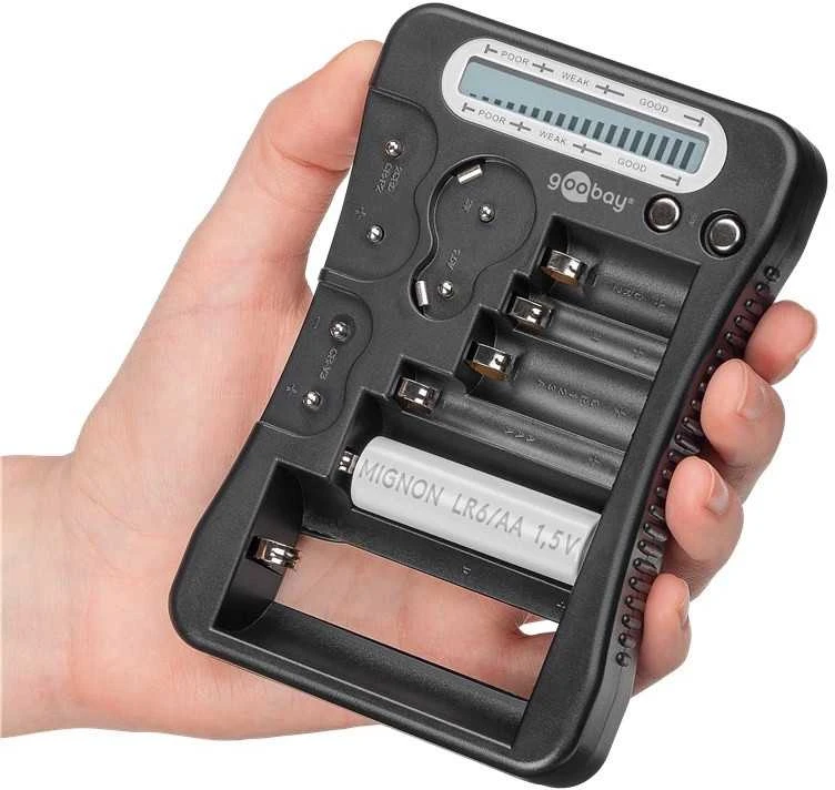 „Goobay“ akumuliatoriaus testeris LCD ekranu