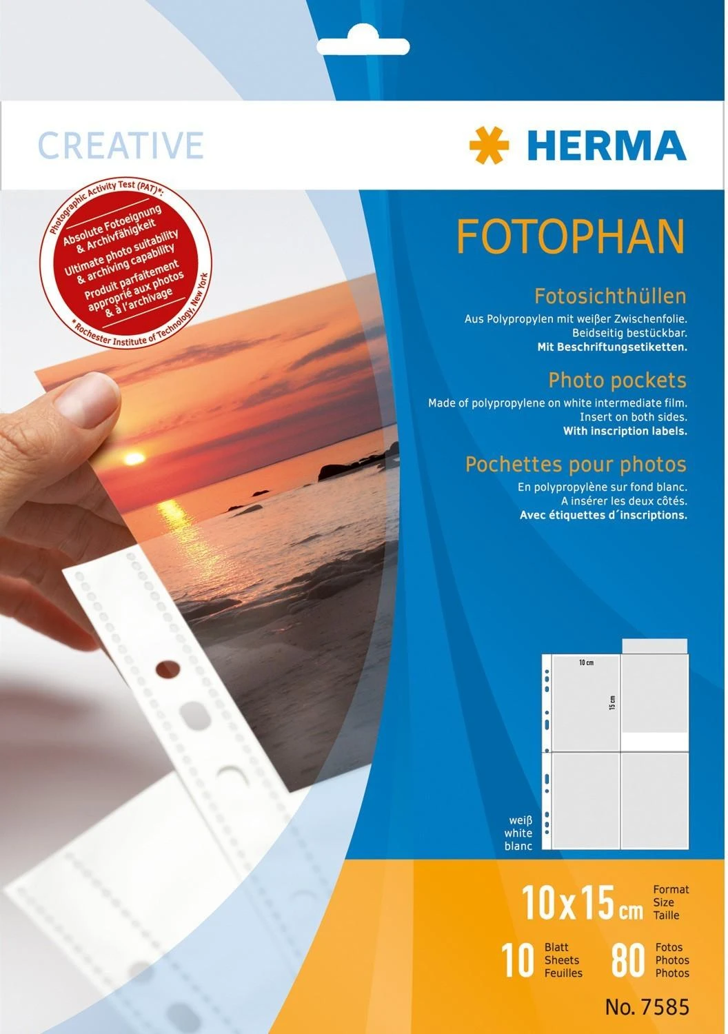 HERMA 7585 įmautė dokumentams 100 x 150 mm Polipropilenas (PP) 10 vnt