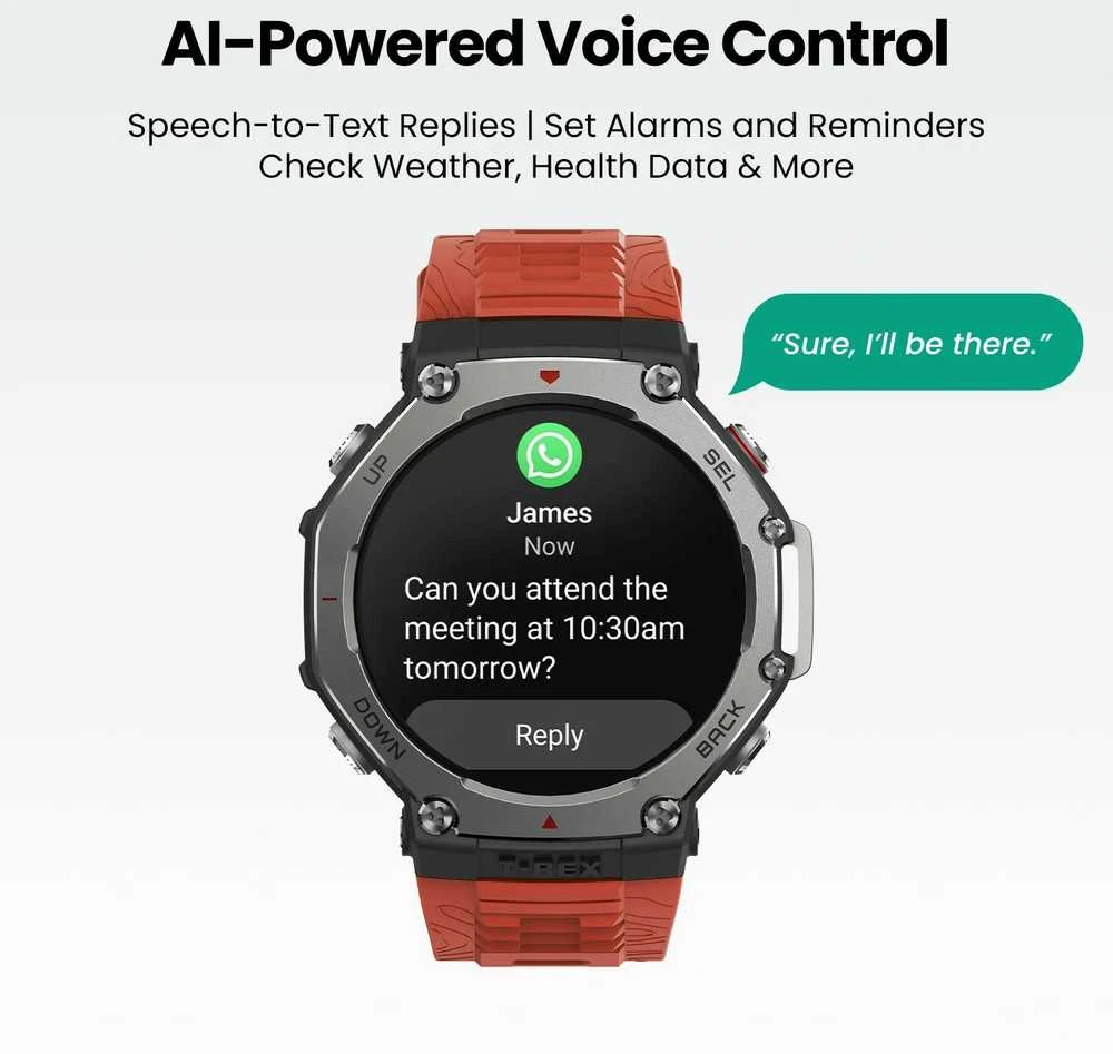 Išmanusis laikrodis Amazfit T-Rex 3, Nerudijančio plieno korpusas su onikso spalvos silikoniniu dirželiu