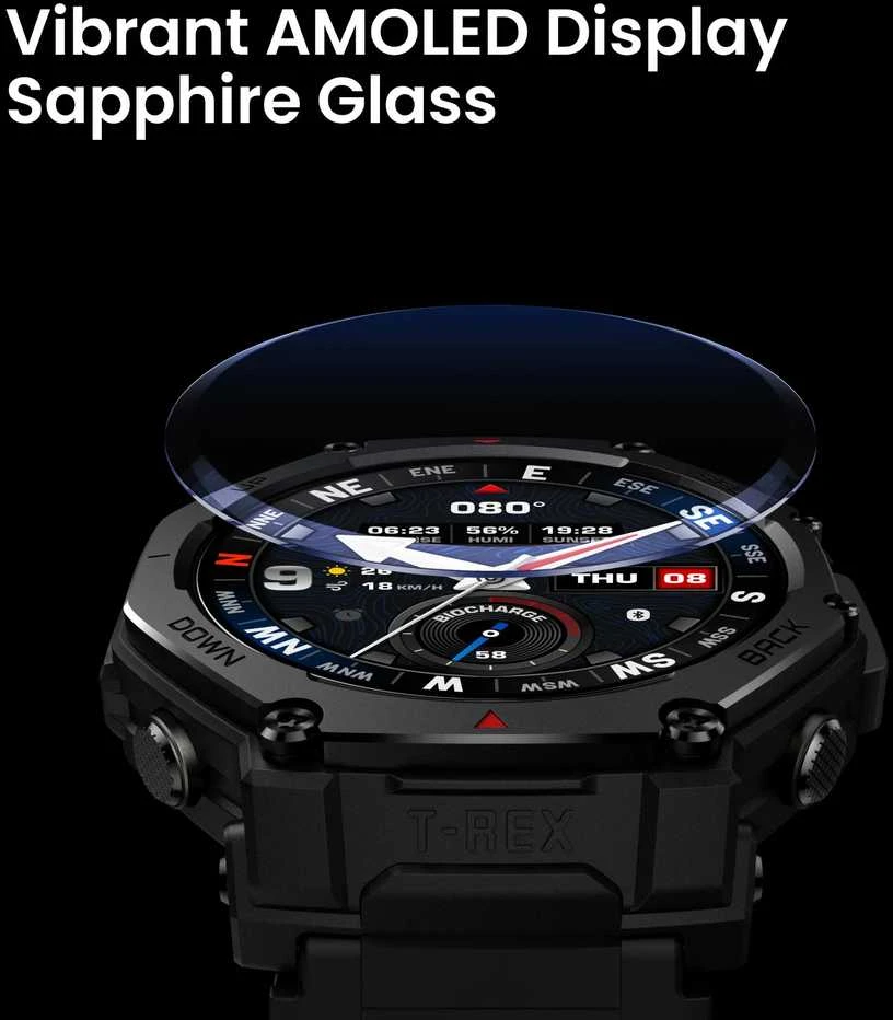 Išmanusis laikrodis „Amazfit T-Rex 3 Pro NFC“, 44 mm su silikoniniu dirželiu, aukso/pilkos spalvos