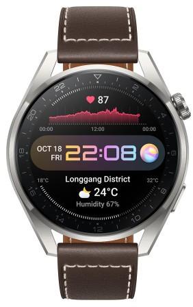 Išmanusis laikrodis Huawei Watch 3 Pro ''Classic Edition'', Sidabrinės  spalvos su rudos spalvos odiniu dirželiu | Varle.lt
