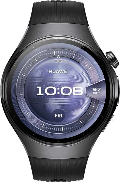 Išmanusis laikrodis Huawei Watch 5 (46mm), Juodos spalvos nerūdijančio plieno korpusas su juodos spalvos fluoroelastomero dirželiu