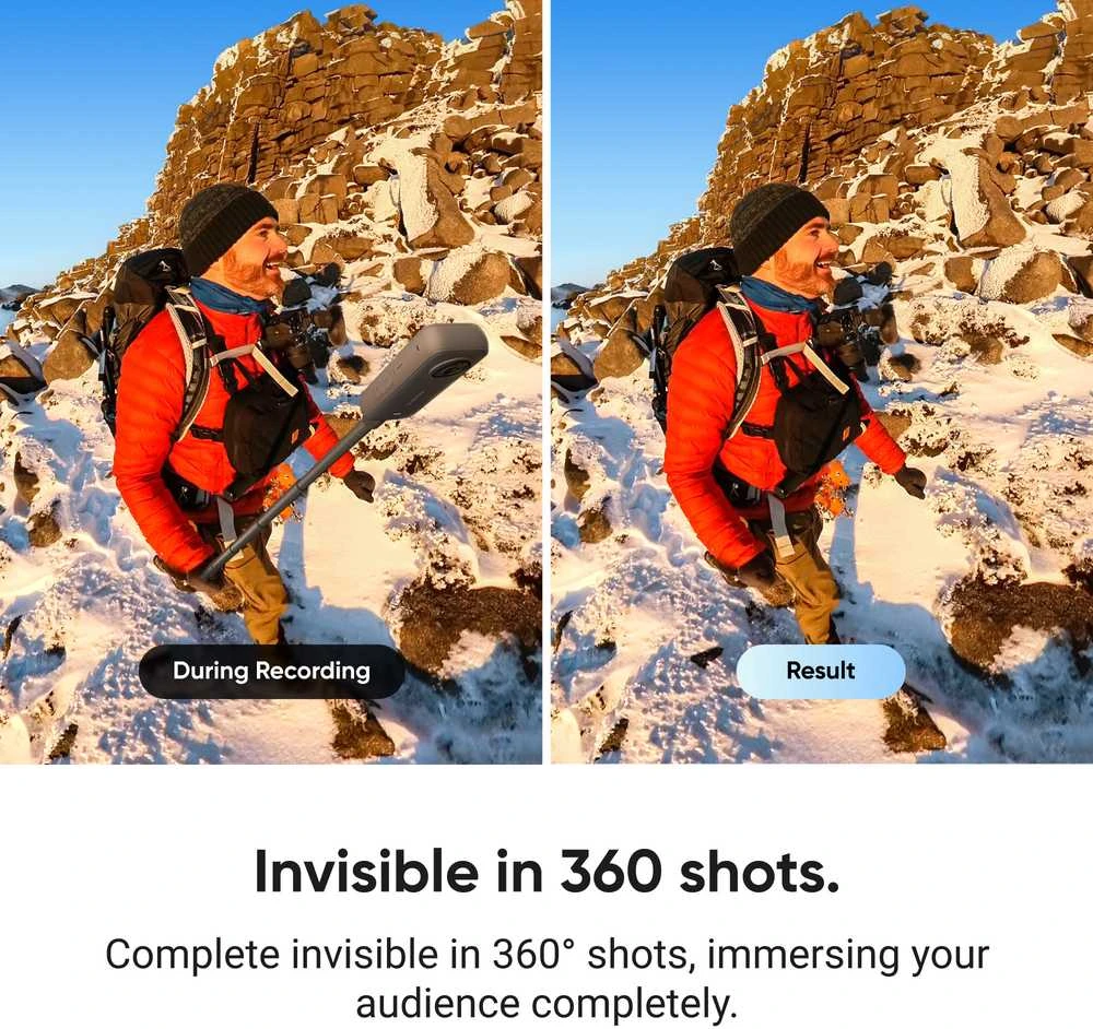 Insta360 veiksmo nematoma asmenukių lazda (anglies 1 m) (Ekspozicinė prekė)