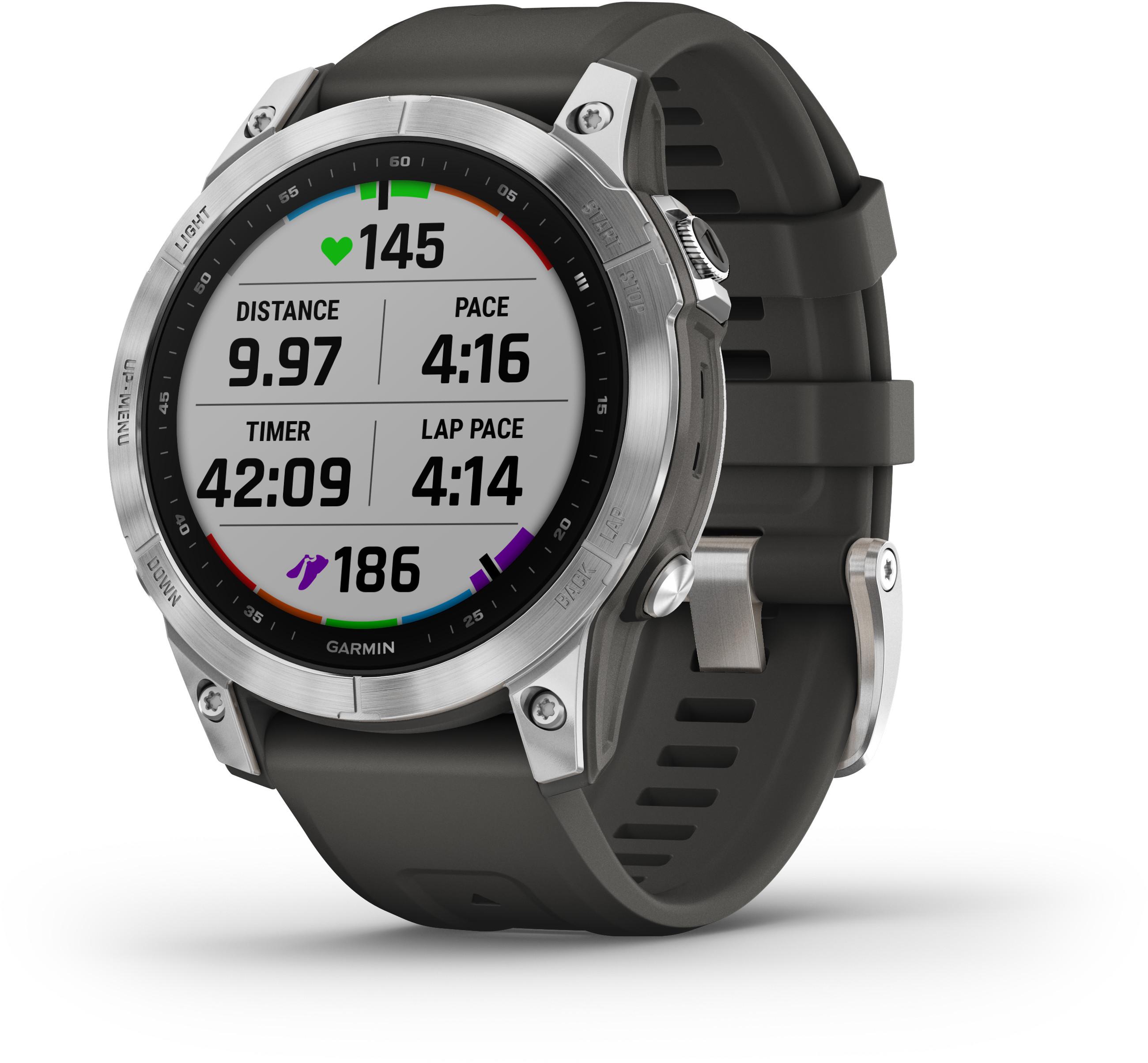 Išmanusis laikrodis Garmin fenix 7 – Standard Edition, Sidabro spalvos korpusas su grafito spalvos silikoniniu dirželiu