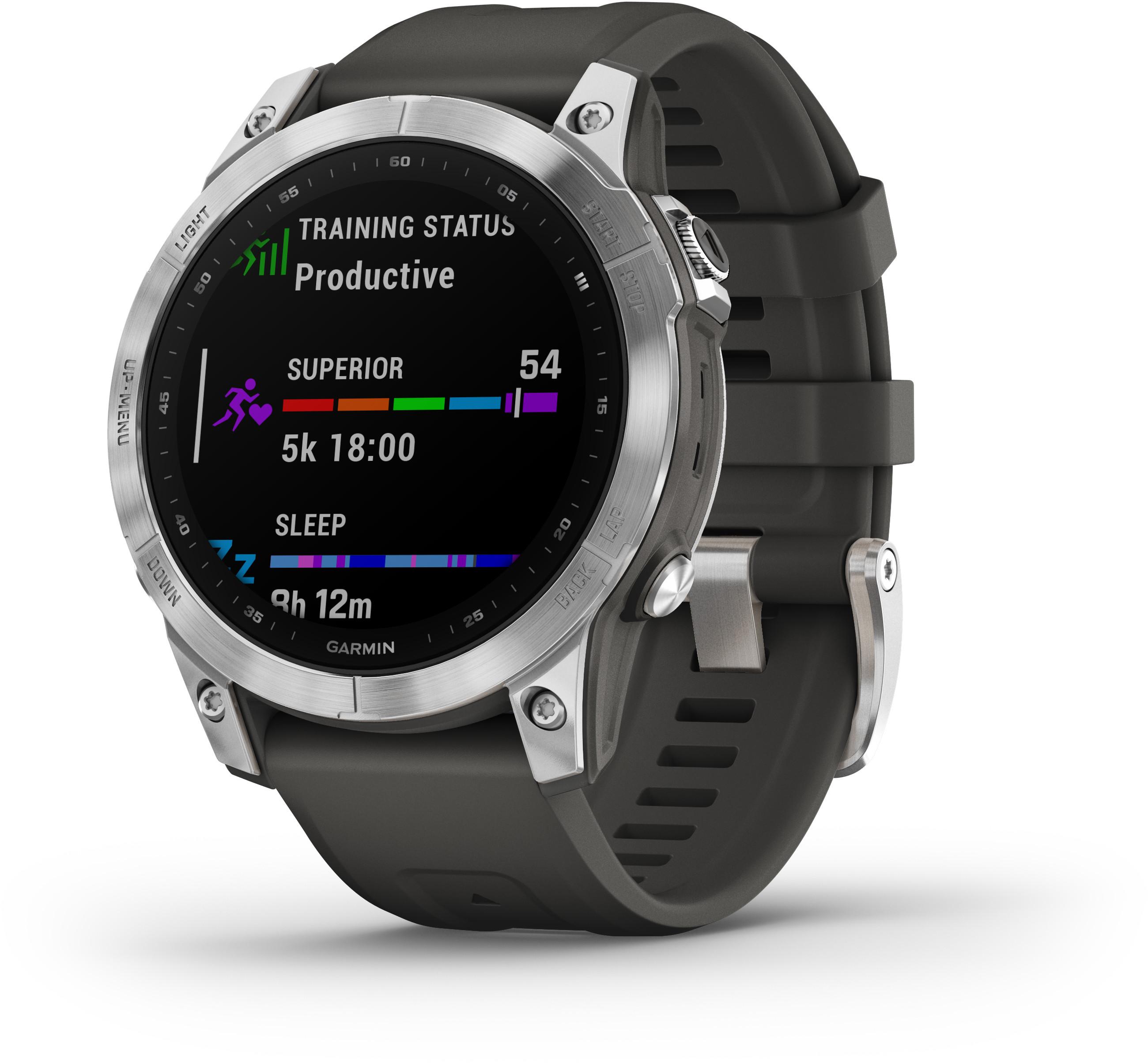 Išmanusis laikrodis Garmin fenix 7 – Standard Edition, Sidabro spalvos korpusas su grafito spalvos silikoniniu dirželiu