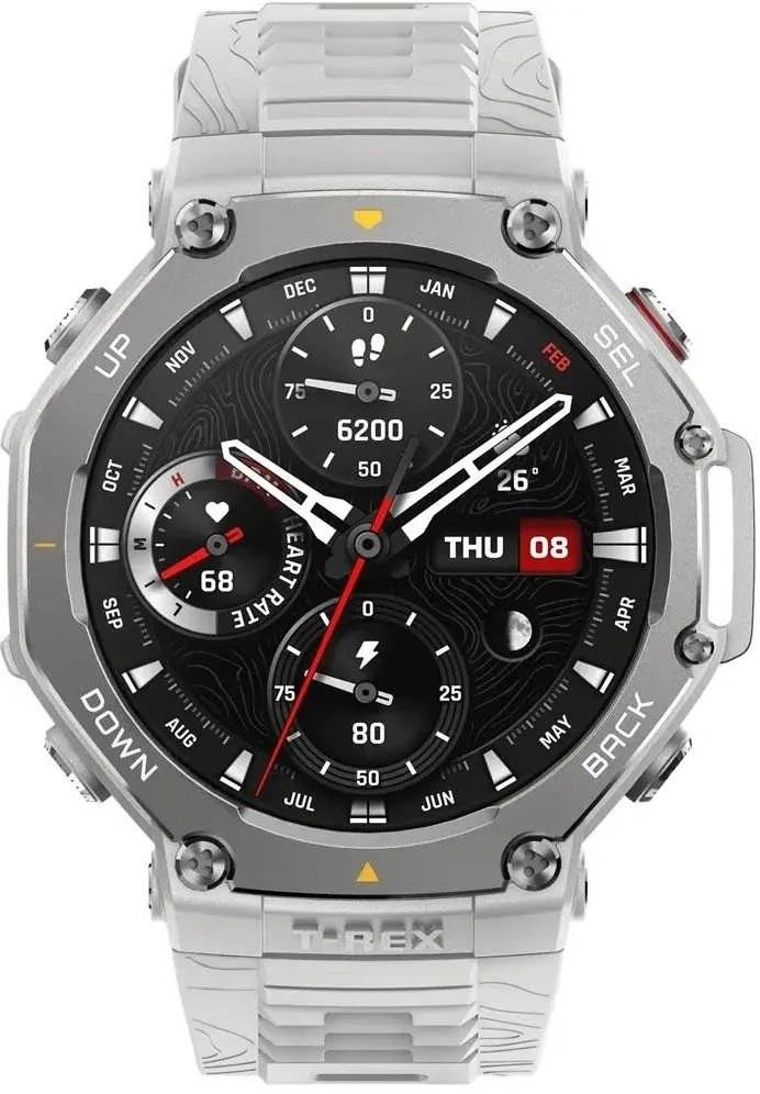 Išmanusis laikrodis Amazfit T-Rex 3, Nerudijančio plieno korpusas su pilkos spalvos silikoniniu dirželiu