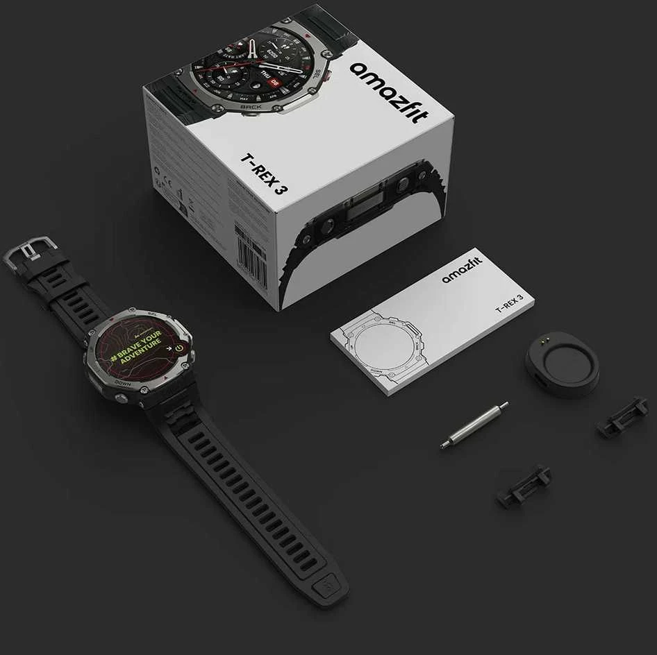 Išmanusis laikrodis Amazfit T-Rex 3, Nerudijančio plieno korpusas su pilkos spalvos silikoniniu dirželiu