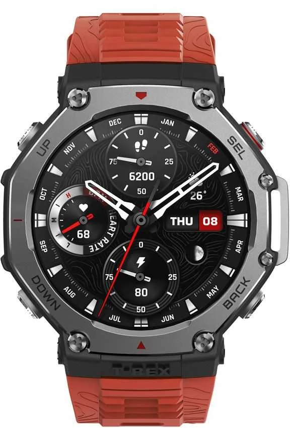 Išmanusis laikrodis Amazfit T-Rex 3, Nerudijančio plieno korpusas su rudos spalvos silikoniniu dirželiu