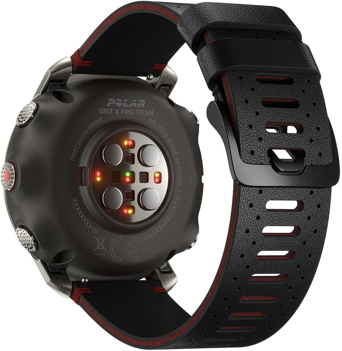 Išmanusis laikrodis Polar Grit X Pro Titan, Titano apvadas su juodu odiniu dirželiu