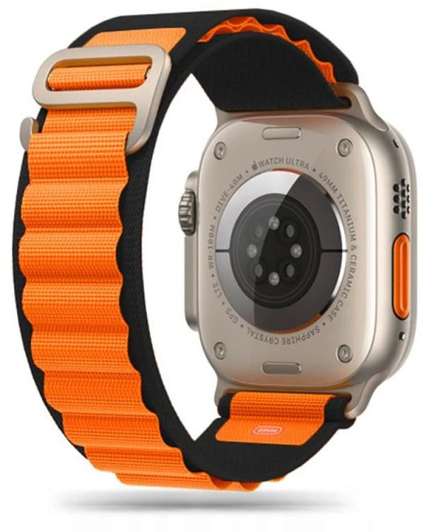 Išmaniojo laikrodžio Apple 4/5/6/7/8/SE/ULTRA dirželis, Juodos/Oranžinės spalvos, 42/44/45/49mm