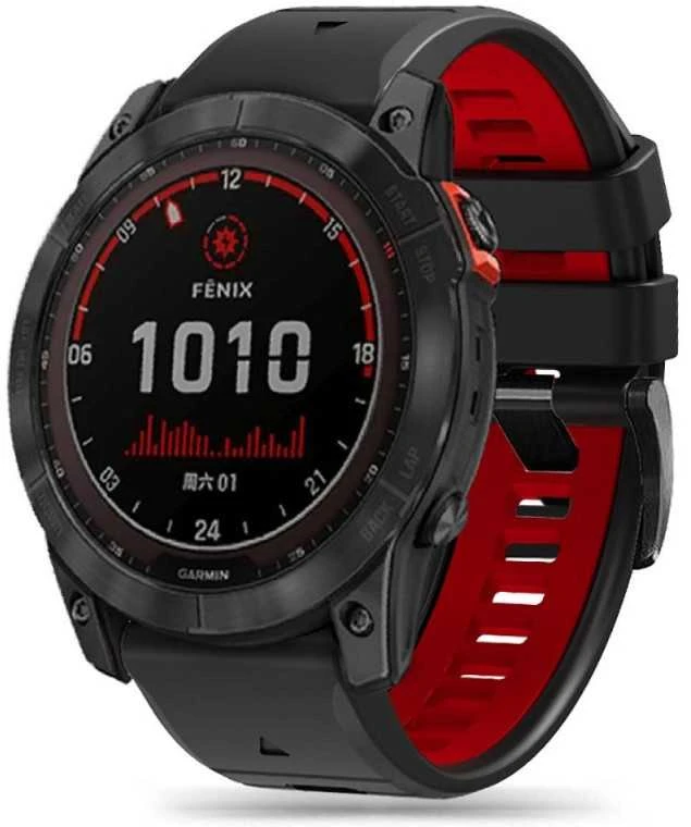 Išmaniojo laikrodžio dirželis Tech-Protect, skirtas Garmin Fenix 3/5X/3HR/5X Plus/6X/6X Pro/7X, Juodos ir raudonos spalvų