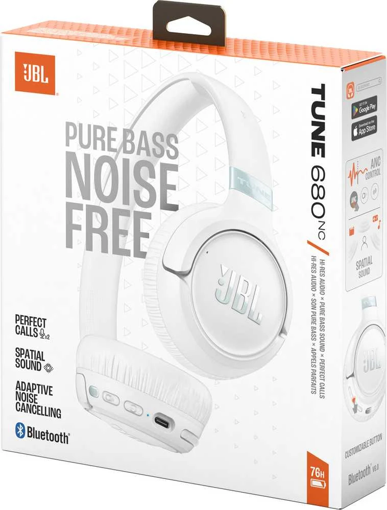 JBL Tune 680NC Bluetooth Belaidės Ant ausų uždedamos Ausinės Baltas EU