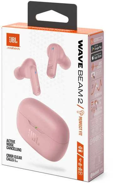 JBL Wave Beam2 TWS belaidės ausinės, Rožinės spalvos