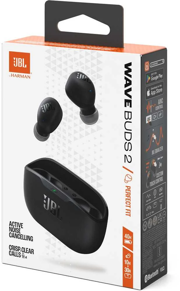 JBL Wave Buds 2 TWS belaidės ausinės, Juodos