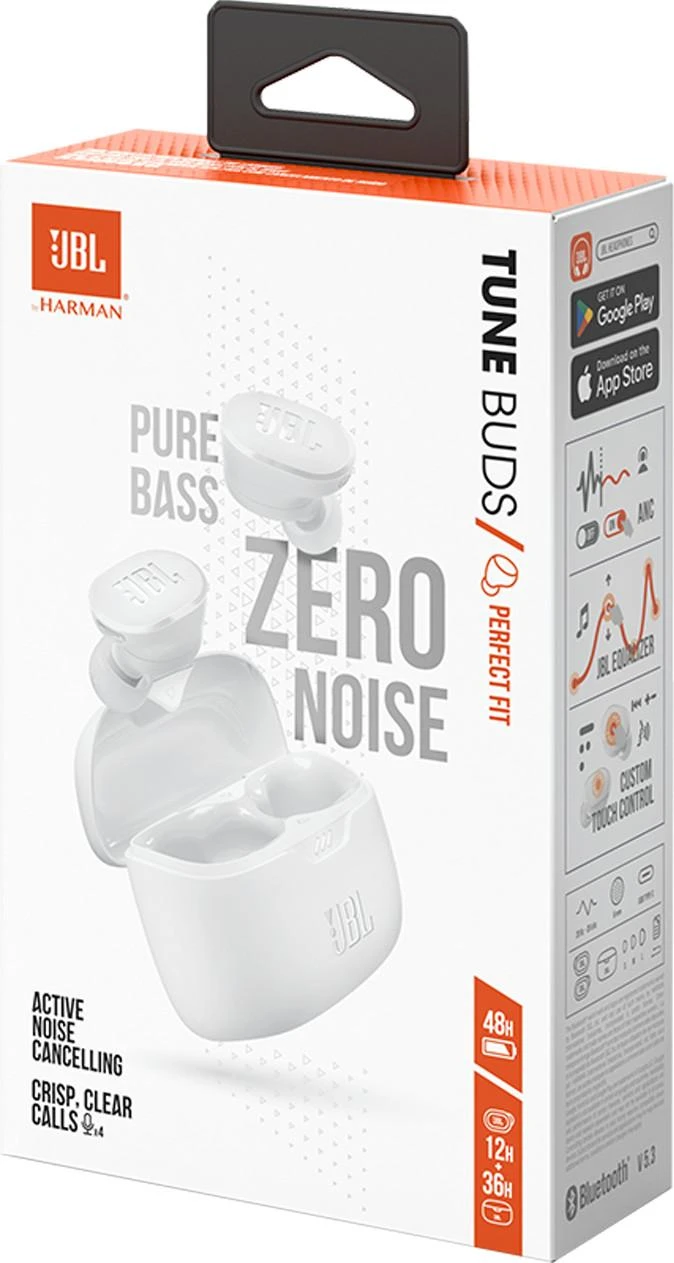 JBL Tune Buds TWS belaidės ausinės, Baltos