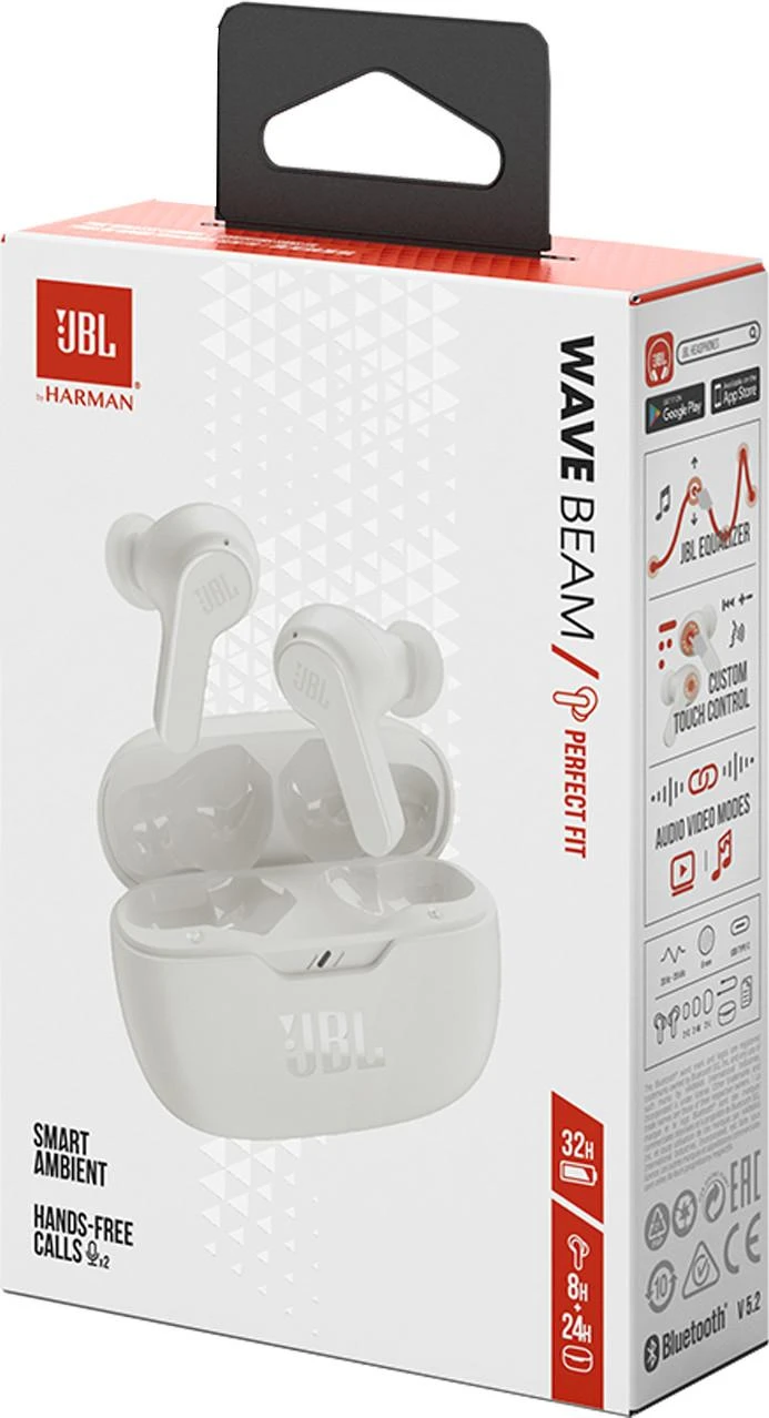 Belaidės Ausinės JBL Wave Beam, Baltos