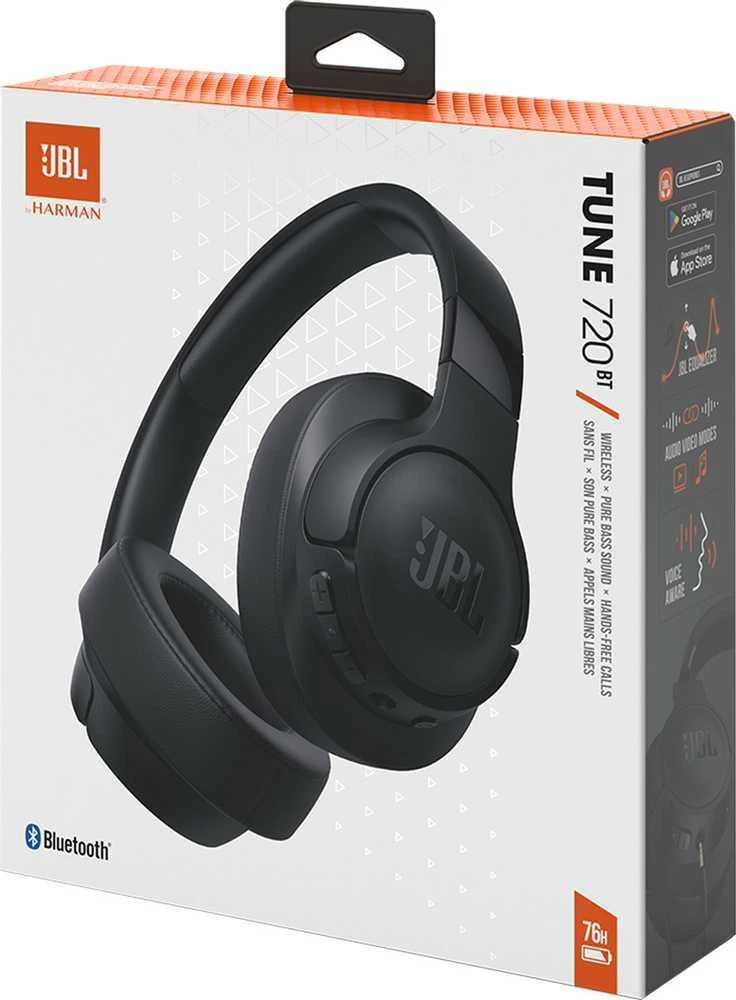 Belaidės ausinės JBL Tune 720BT, Juodos spalvos