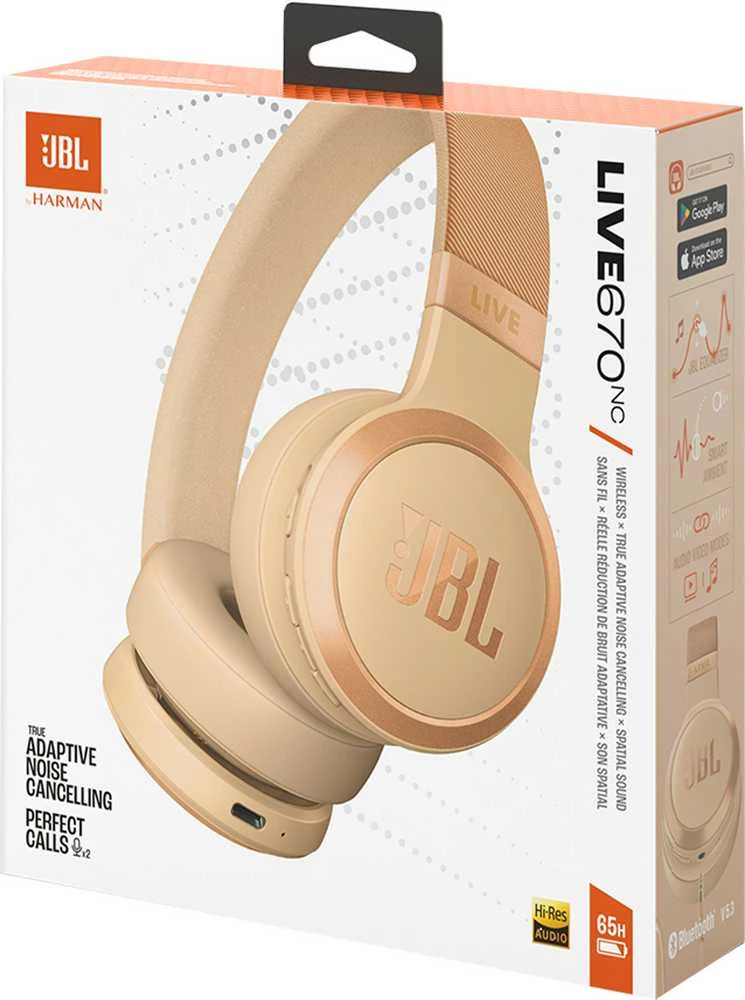 JBL Live 670NC belaidės ausinės, Smėlio spalvos