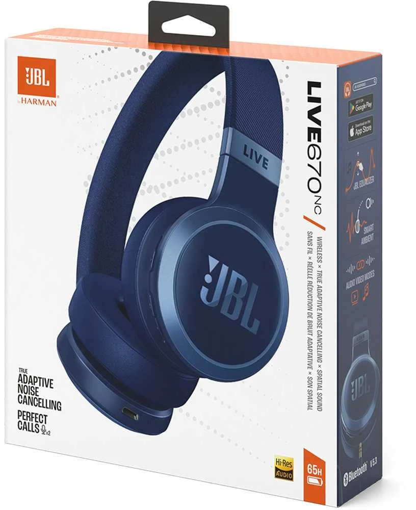 JBL Live 670NC belaidės ausinės, Mėlynos spalvos