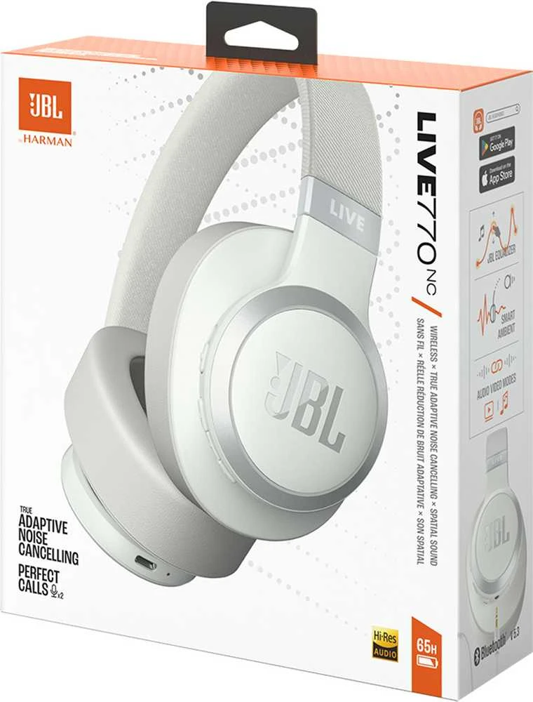 JBL Live 770NC belaidės ausinės su True ANC, Baltos