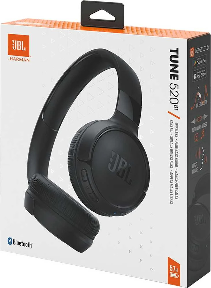 Belaidės ausinės JBL T520, Juodos spalvos