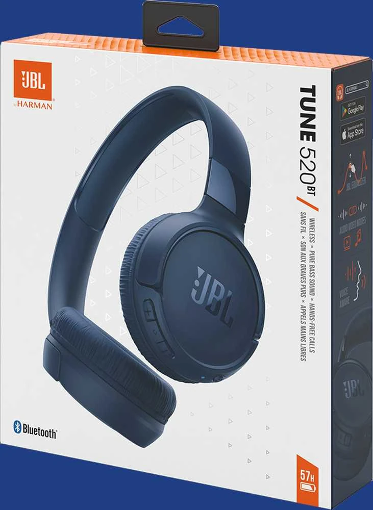 Belaidės ausinės JBL T520, Mėlynos spalvos