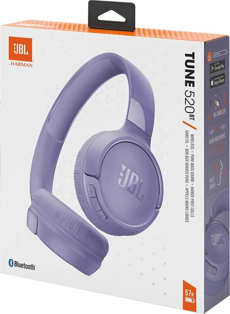 Ausinės JBL Tune 520 BT, Violetinės spalvos