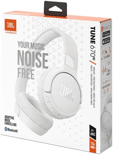 JBL Tune 670 NC belaidės ausinės, Baltos spalvos