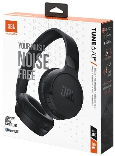 JBL Tune 670 NC belaidės ausinės, Juodos spalvos