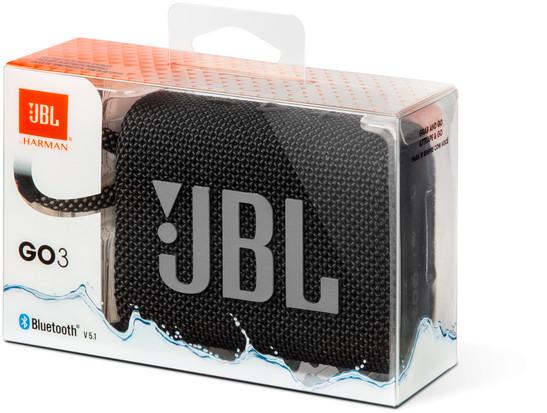JBL GO 3 nešiojama kolonėlė, Atspari vandeniui, Juoda