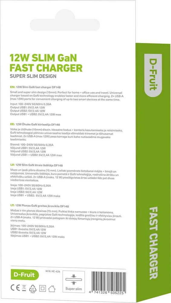 Kilimėlis D-Fruit charger 12W 2xUSB-A DF148