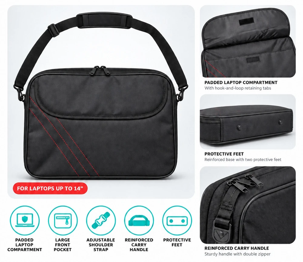 Kilimėlis Krepšys Wenger Fiesta Nešiojamas kompiuteris Bag Krepšys na laptopa 14'' Generosity Juodas 46470 (PTO14BG)