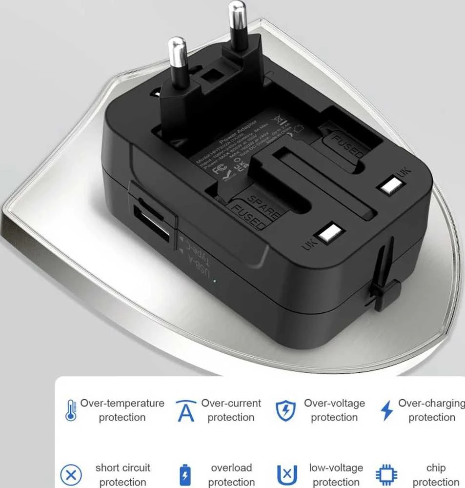 Tech-Protect TA300 Travel Adapteris EU / UK / AU - Juodas