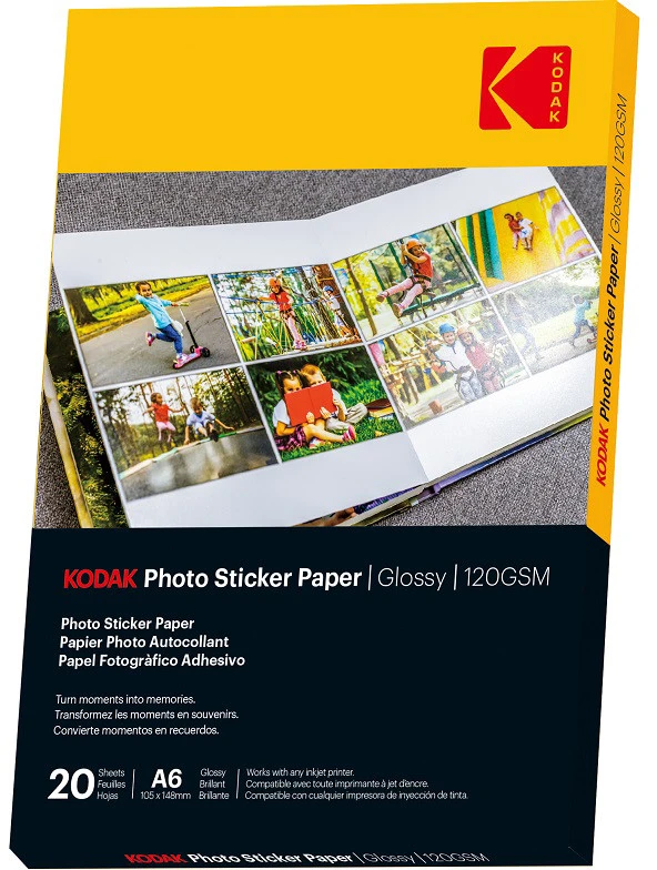 „Kodak“ nuotraukų lipdukų popierius, blizgus, 120 g/m², A6x20 (3510652)