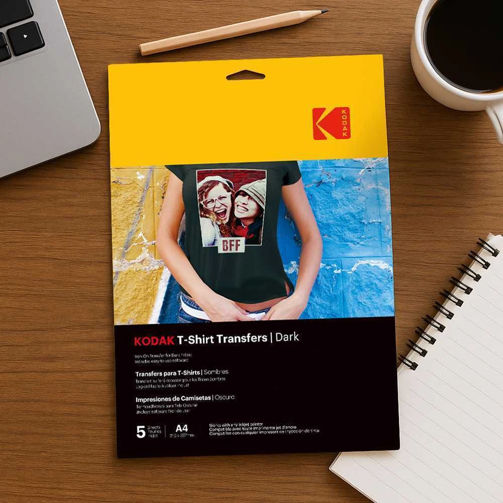 „Kodak“ marškinėlių perkėlimo lipdukai, tamsūs, A4, 5 lapai