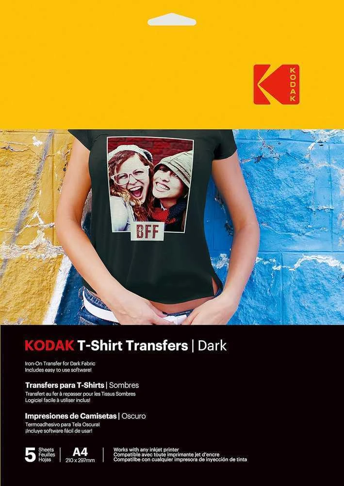„Kodak“ marškinėlių perkėlimo lipdukai, tamsūs, A4, 5 lapai