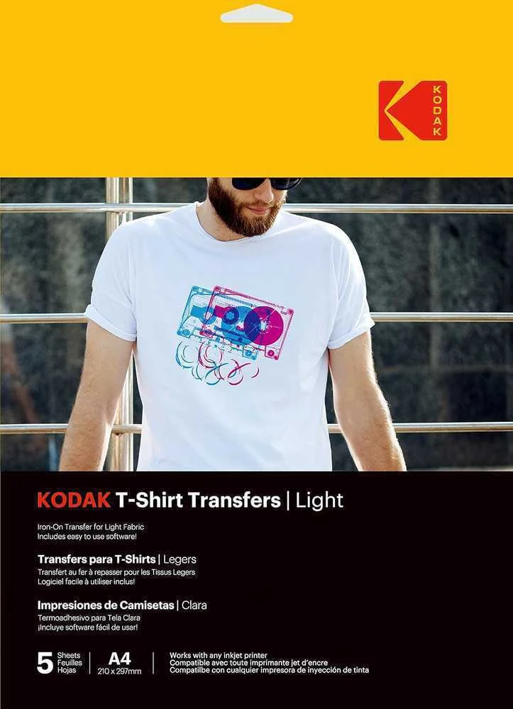 „Kodak“ marškinėlių perkėlimo lipdukai šviesūs, A4 formato, 5 lapai