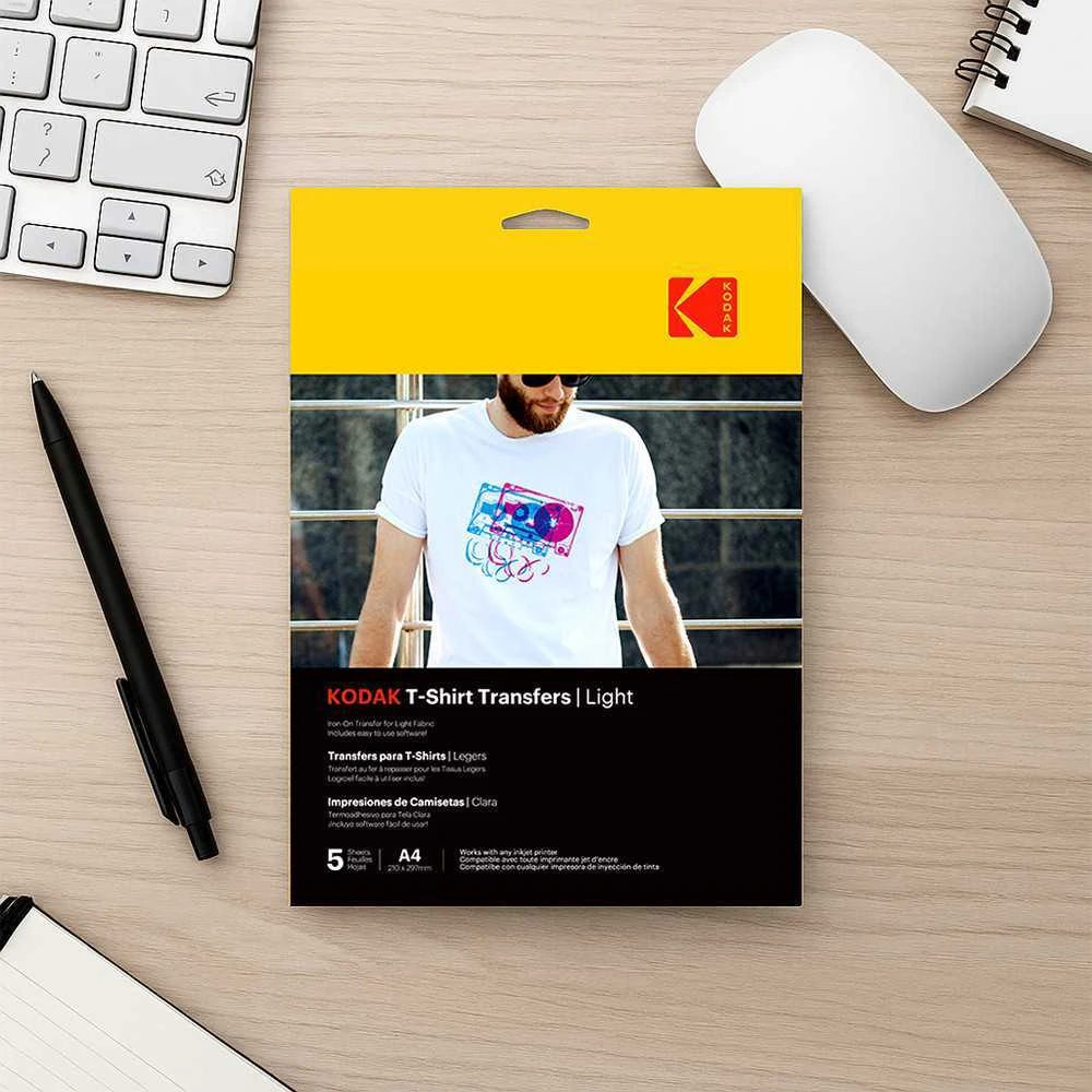 „Kodak“ marškinėlių perkėlimo lipdukai šviesūs, A4 formato, 5 lapai
