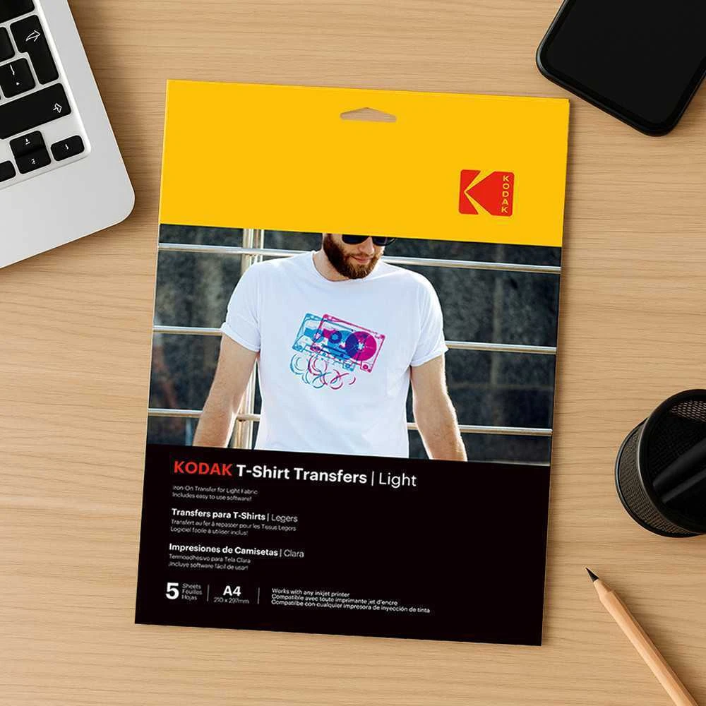 „Kodak“ marškinėlių perkėlimo lipdukai šviesūs, A4 formato, 5 lapai
