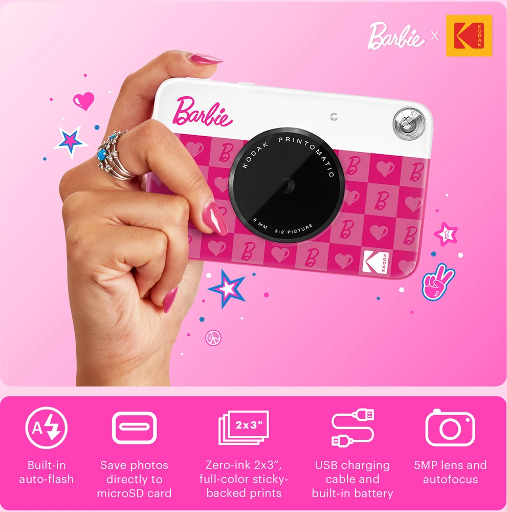 Kodak PRINTOMATIC Barbie Momentinis fotoaparatas, 2x3'', Rožinė