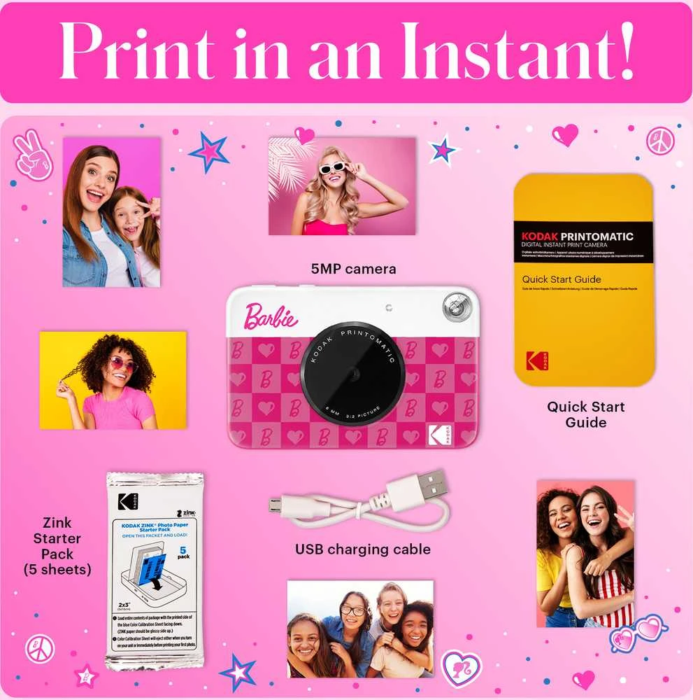 Kodak PRINTOMATIC Barbie Momentinis fotoaparatas, 2x3'', Rožinė