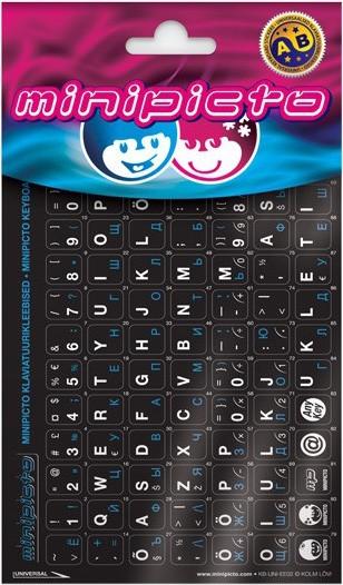 Kolm Lovi Minipicto Minipikto klaviatūros lipdukas EST/RUS KB-UNI-EE02-BLK-Mėlynas, juoda/balta/mėlyna