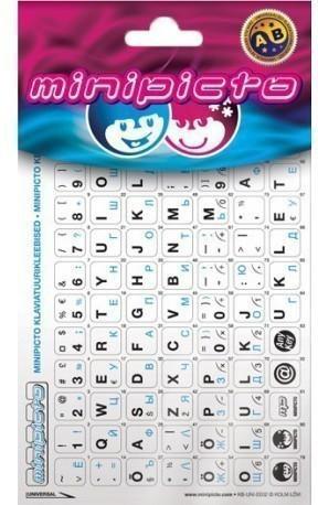 Kolm Lovi Minipicto Minipikto klaviatūros lipdukai EST/RUS, balti/matiniai (KB-UNI-RU02-WHT)