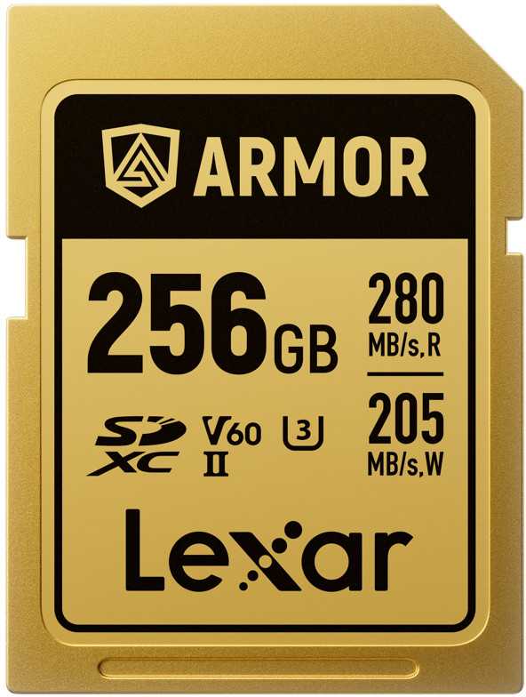 Atminties kortelė Lexar 256GB SDXC ARMOR Gold UHS-II U3, nerūdijančio plieno, IP68 (280/210 MB/s)