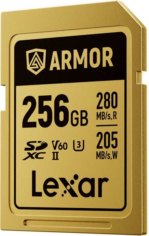 Atminties kortelė Lexar 256GB SDXC ARMOR Gold UHS-II U3, nerūdijančio plieno, IP68 (280/210 MB/s)