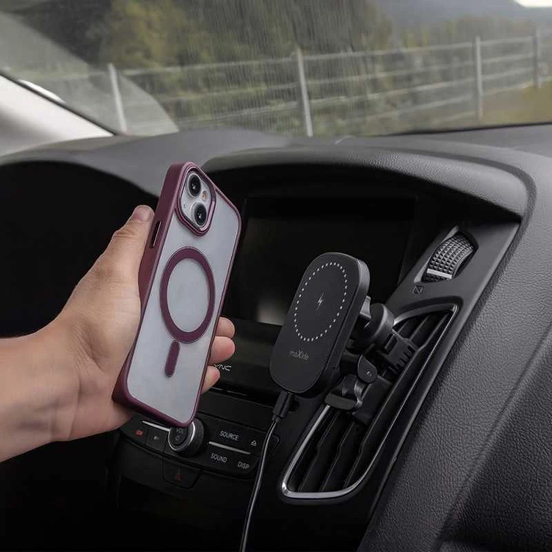 Maxlife automobilinis laikiklis ventiliacijos grotelėms MXCH-16 magnetinis su belaidžiu įkrovimu juodas 15W